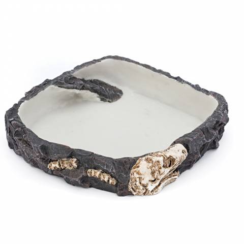 Penn Plax Reptile Fossil Rock Feeder & Waterer Large